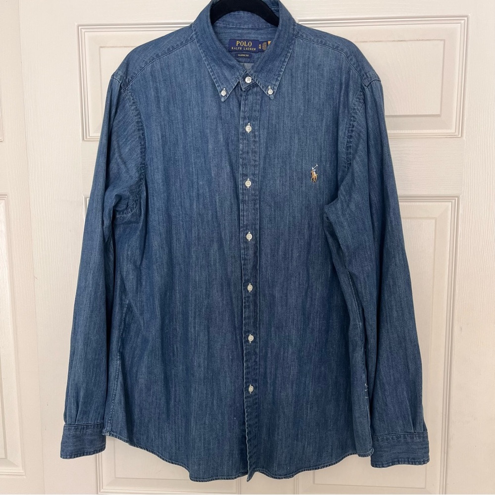 Polo Ralph Lauren Men’s Denim 100% Cotton Button Down Shirt